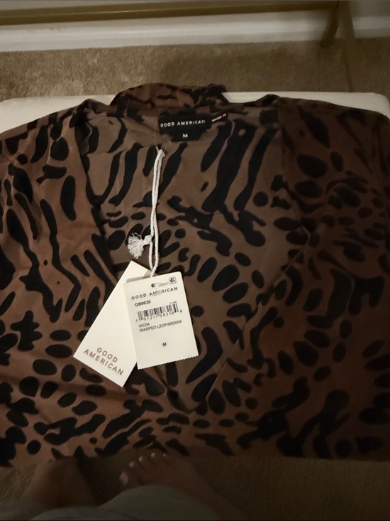 Good American Tops - Good American Brown and Black Animal-Print Short Sleeve Shirt